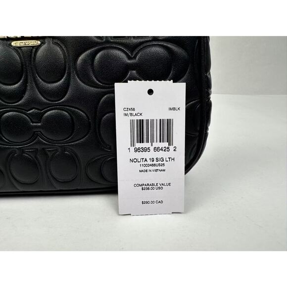 Coach Wristlet Nolita 19 In Signature Leather Embossed C In Black CZ456 NWT - Picture 5 of 9
